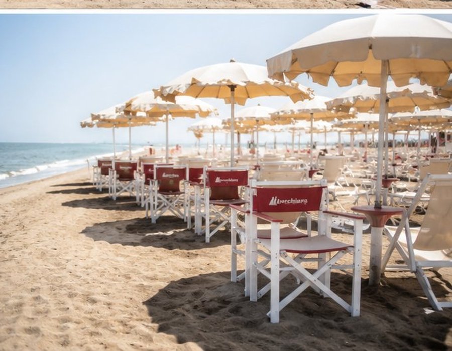 Spiaggia con ombrelloni a Marechiaro Ostia